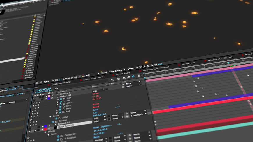 IMAGE: Screenshot – flutter of glowing moths being animated