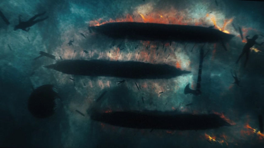 IMAGE: Still – boats on fire from season 4 sequence