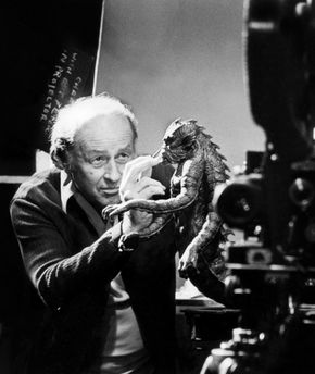 IMAGE: Ray Harryhausen works on Kraken miniature